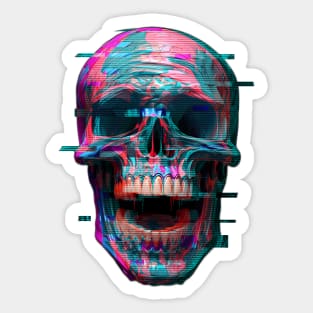 Glitch Skull Sticker